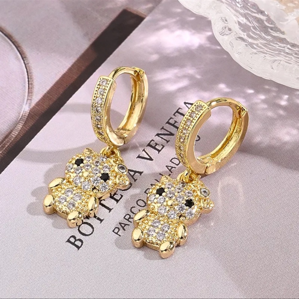 3 FOR $15 Gold and Silver Kitty Hoop Earrings